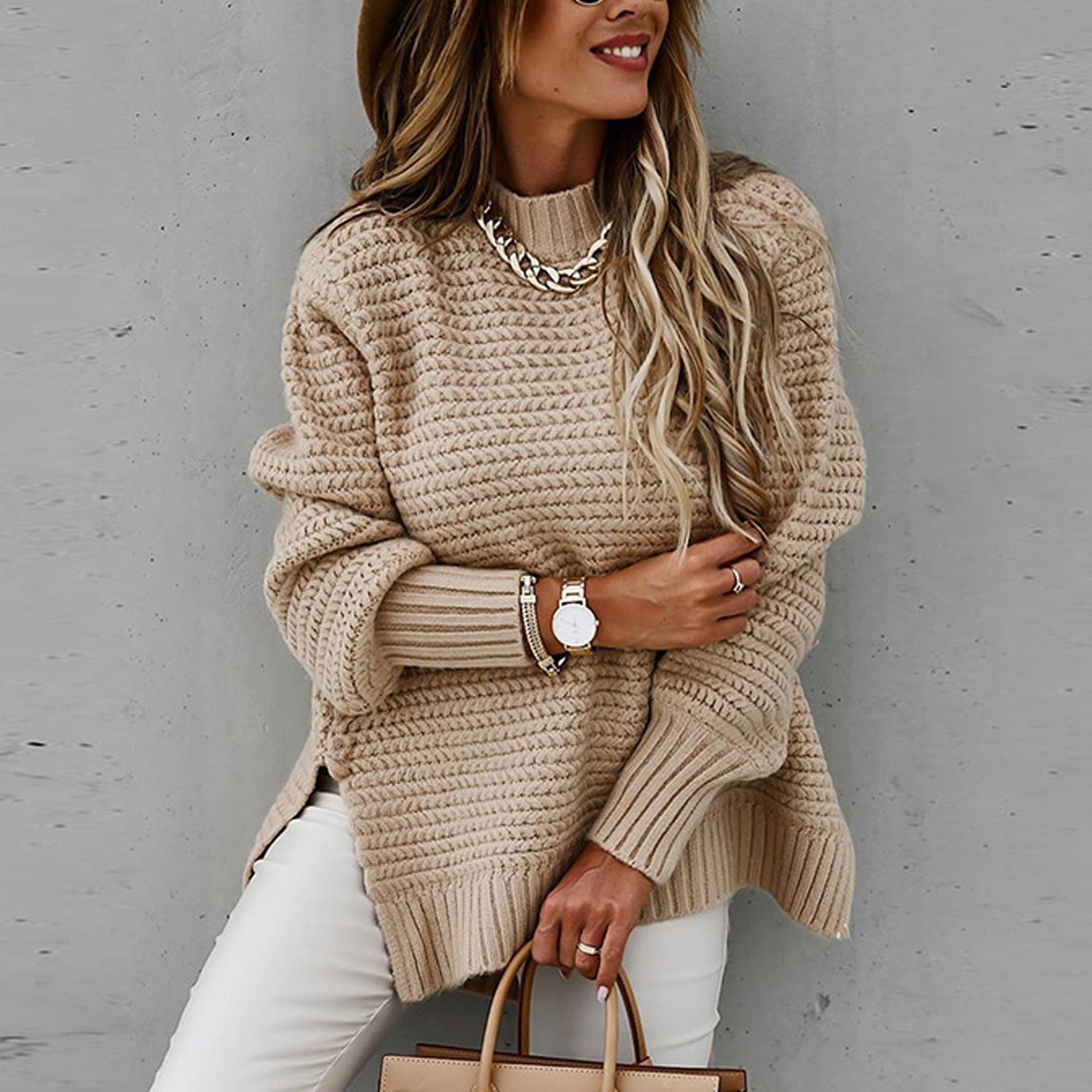 Women's mock-neck sweater - Elegant and soft