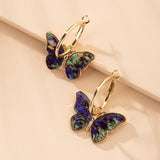 Gold Multicoloured Butterfly Hoop Earrings