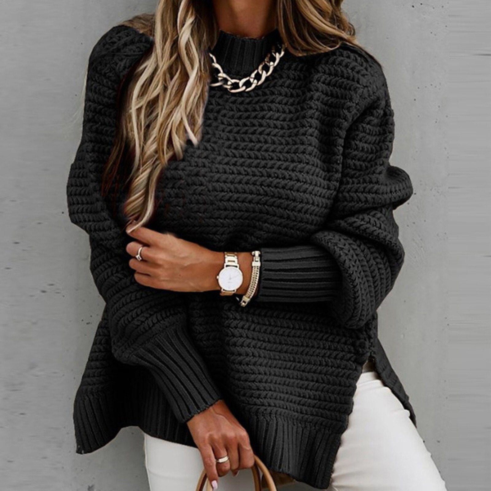 Women's mock-neck sweater - Elegant and soft