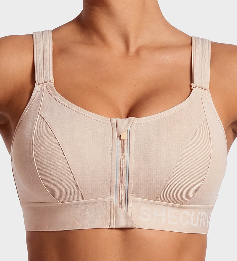 High-Impact Adjustable Zip-Front Sports Bra