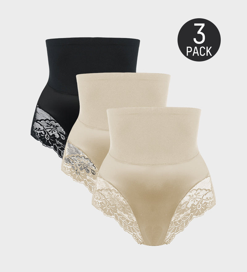 High-Waist Seamless Lace Shaping Panty (3 Pack)