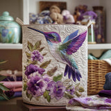 Hummingbird and Flowers | Quilted Storage Basket