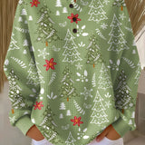 Heidi | Christmas Jumper in Green with Fir Trees