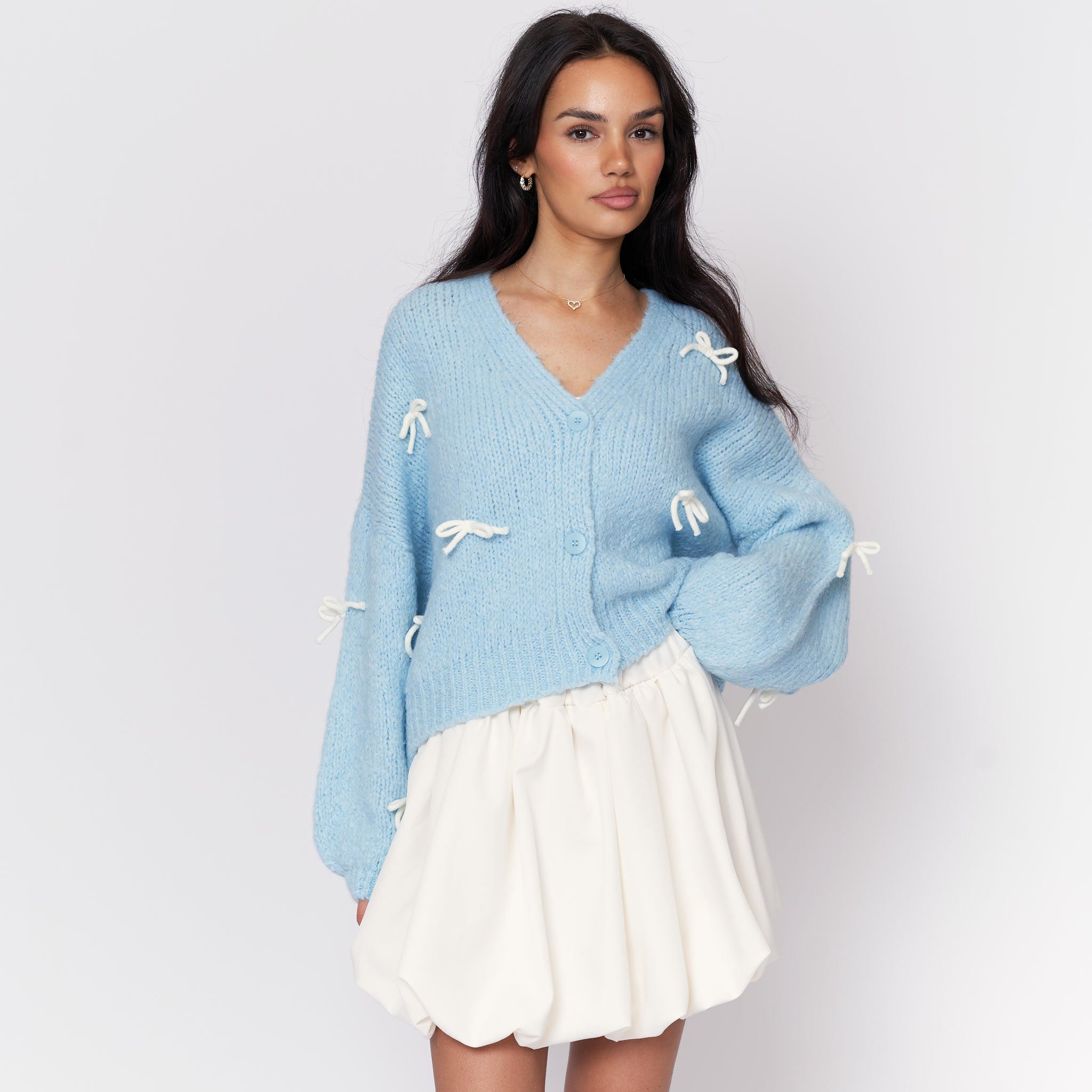 Oversized Mini Bow Cardigan
