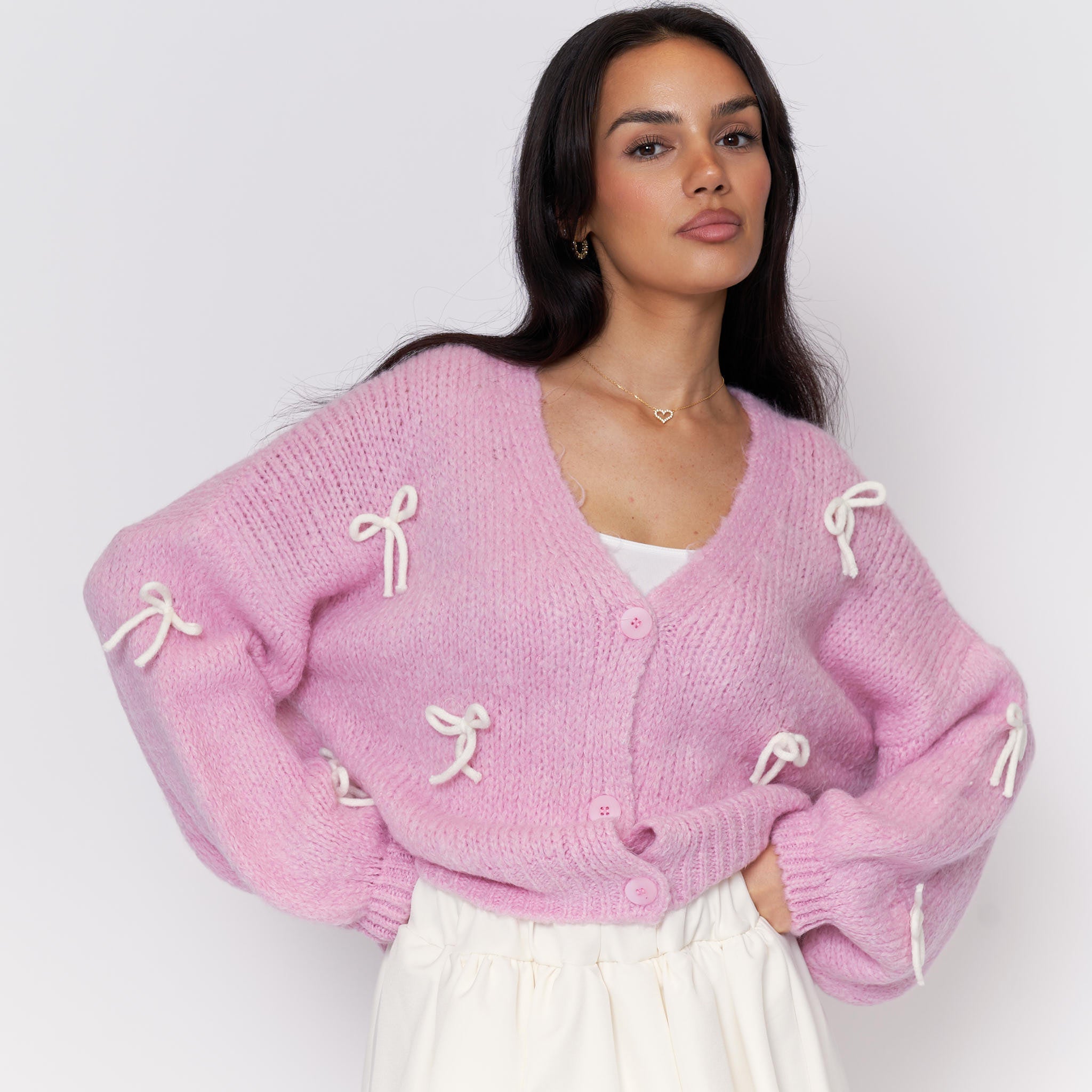 Oversized Mini Bow Cardigan