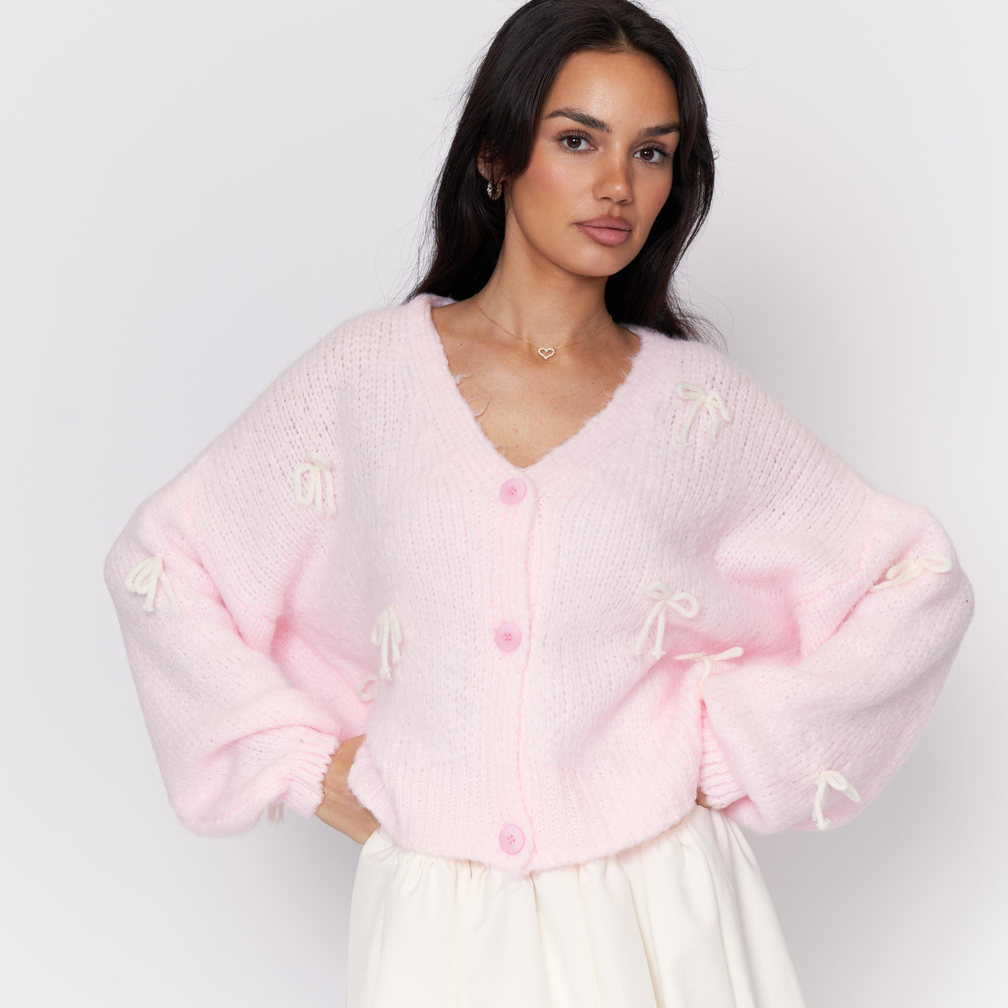 Oversized Mini Bow Cardigan