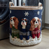 Cavalier King Charles with Sweater | Quilted Storage Basket