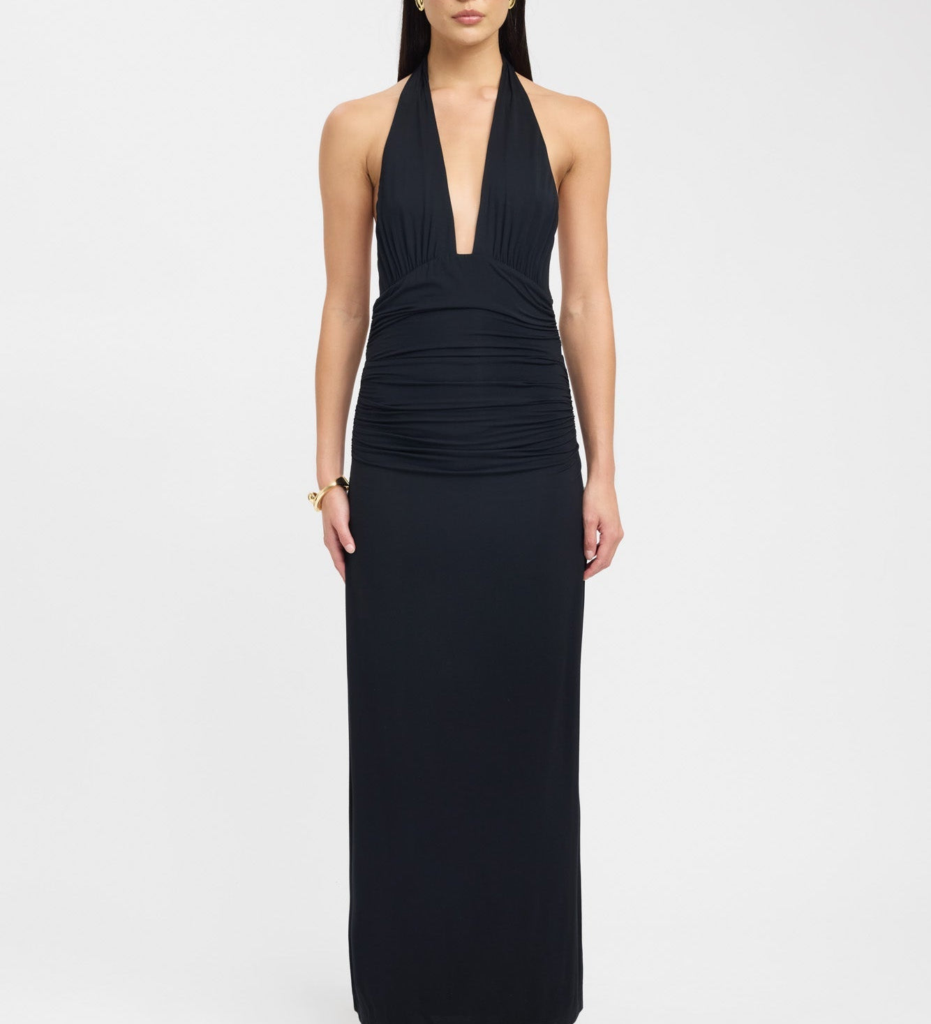 Lerata | elegant long dress with buttoned collar