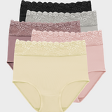 Lace Trim Cotton Hipster Panties (5 Pack)