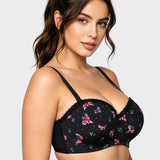 Lace Trim Molded Cup Underwired Bra with Removable Straps