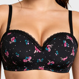Lace Trim Molded Cup Underwired Bra with Removable Straps