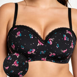 Lace Trim Molded Cup Underwired Bra with Removable Straps