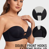 No-Slip Front Closure Push-Up Strapless Bra