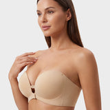 No-Slip Front Closure Push-Up Strapless Bra