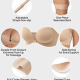 No-Slip Front Closure Push-Up Strapless Bra