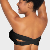 Non-Slip Crossover Side Hook Bandeau Bra