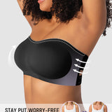 Non-Slip Crossover Side Hook Bandeau Bra