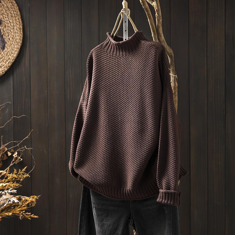 Women's Oversized Soft Elegant Knitted Sweater with Turtleneck