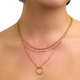 Open Hoop Necklace with Three Rows in Gold