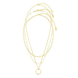 Open Hoop Necklace with Three Rows in Gold