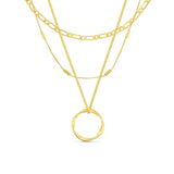 Open Hoop Necklace with Three Rows in Gold