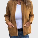 Women's zip-up hooded cardigan in soft knit – Comfortable and casual