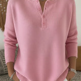 Ernesta | Knit Sweater with Henley Buttons