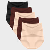 Plus-Size High-Waist Cross Tummy Control Panties (5 Pack)