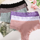 Ribbed Cotton Lace Mid-Rise Panty (9 pack)
