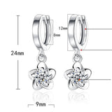 Sterling Silver Earrings with Purple and White Zircons