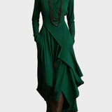 Teresa - Asymmetrical Maxi Dress in Knit with Roll Neck