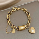 Thick Heart Bracelet in Gold