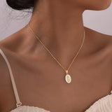 Gold Virgin Mary Oval Pendant Necklace