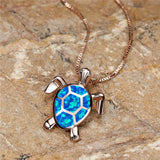 Vintage Green Fire Opal Turtle Pendant Necklace