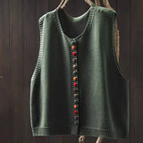 Loose Knit Vest for Women – V-Neck and Short Sleeves