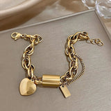 Thick Heart Bracelet in Gold