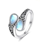 Elegant Ring with Moonstone Flower