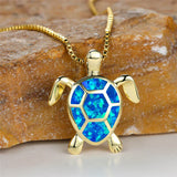 Vintage Green Fire Opal Turtle Pendant Necklace