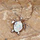 Vintage Green Fire Opal Turtle Pendant in Gold