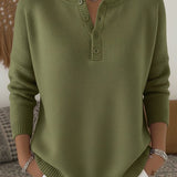 Ernesta | Knit Sweater with Henley Buttons