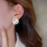Chic Square Earrings with Opal and Cubic Zirconia
