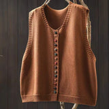 Loose Knit Vest for Women – V-Neck and Short Sleeves