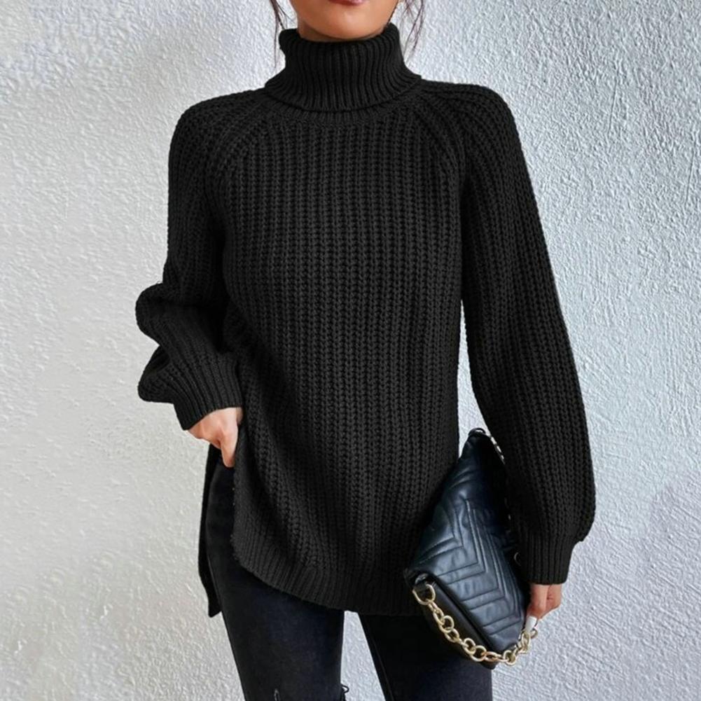 Trendy knitted turtleneck jumper for women