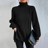 Trendy knitted turtleneck jumper for women