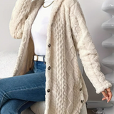 Women's Hooded Sweater in Twisted Knit – Soft and Comfortable with Long Sleeves