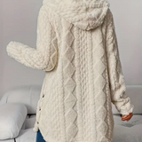 Women's Hooded Sweater in Twisted Knit – Soft and Comfortable with Long Sleeves