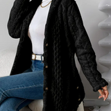 Women's Hooded Sweater in Twisted Knit – Soft and Comfortable with Long Sleeves