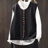 Loose Knit Vest for Women – V-Neck and Short Sleeves
