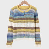 Birgit | Knitted cardigan with a retro striped pattern