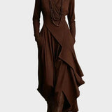 Teresa - Asymmetrical Maxi Dress in Knit with Roll Neck